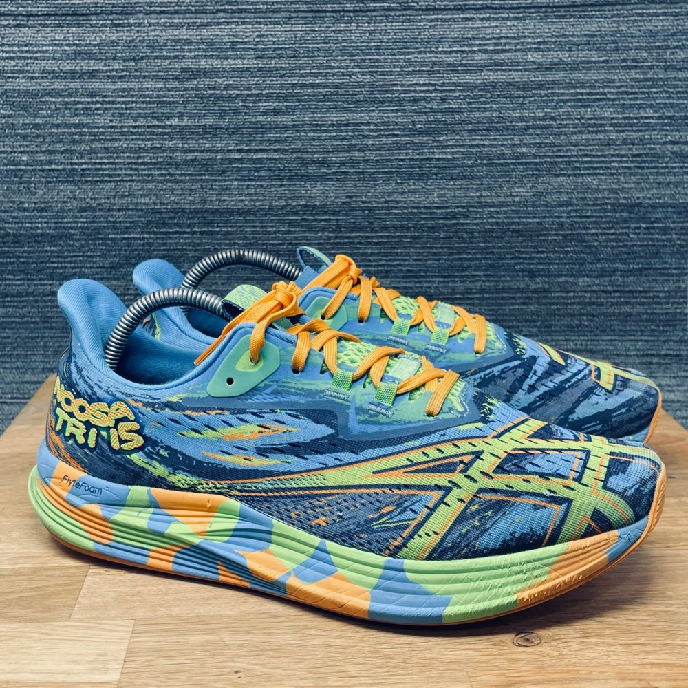 ASICS Noosa Tri 15 Running Shoes Mens 10.5 Blue Green Orange 1011B609 Sneakers